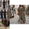 Elegante Abito Camicia da Donna con Bottoni, Manica Lunga, Vestibilità Larga, Maxi Abito da Tè Oversize