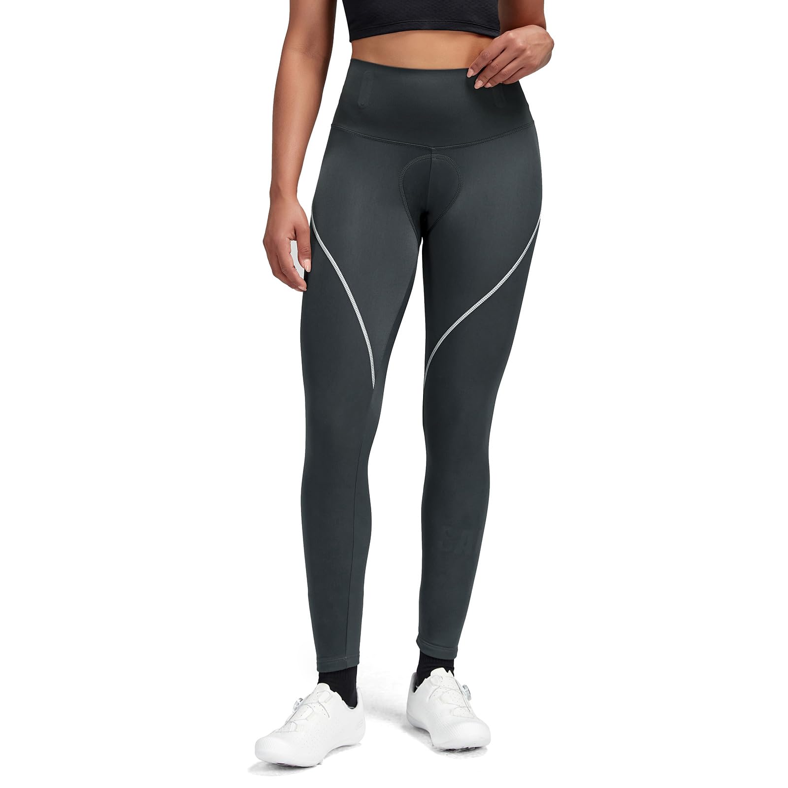 

Женские велосипедные брюки Santic с флисовой подкладкой, дышащие и эластичные, для осени и зимы, с подкладкой, ветрозащитные и теплые, серые, размер S