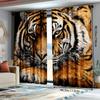 2Pcs Polyester Tiger Themed Patterned Printing Window Curtains Birthday Party Decoration Backdrop Drapes for Living Room