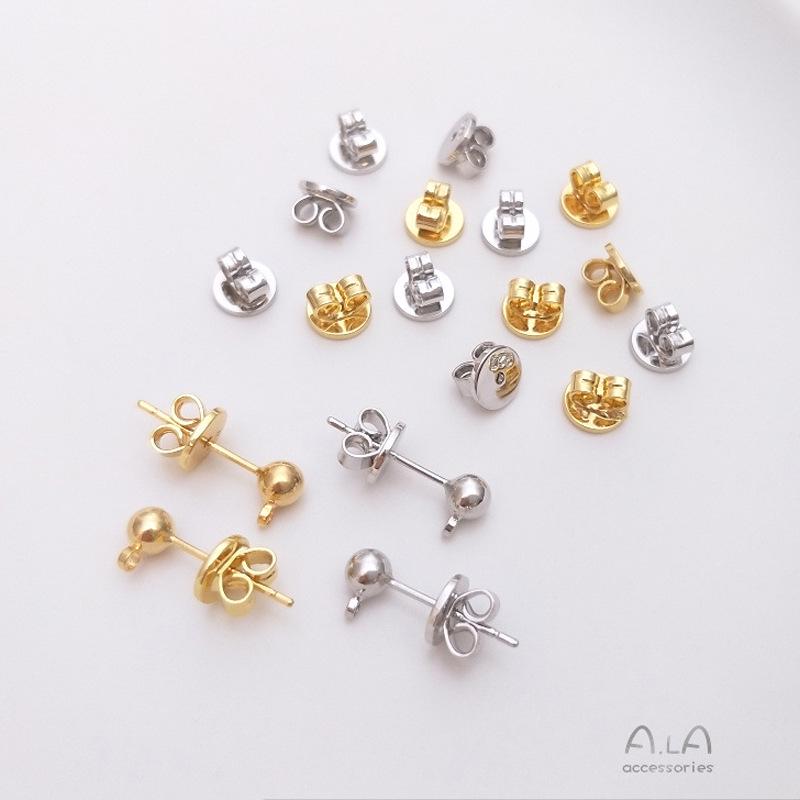 18K Gold & White Gold Earplugs: Minimalist Color-Preserving Ear Cuffs & Backs