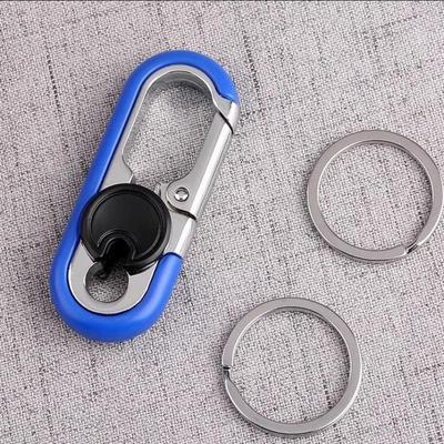 1Pcs Metal Double Ring Anti-Lost Key Holder Rotatable Lock Carabiner Keychain Quick Release Key Ring Pendant For Men