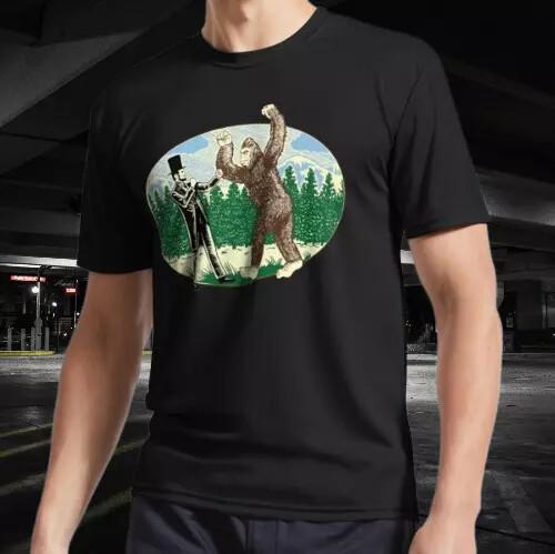 

NEW SHIRT ABE LINCOLN SASQUATCH HUNTER RACING LOGO T-Shirt Tops Tee FUNNY SIZE S-4XL S