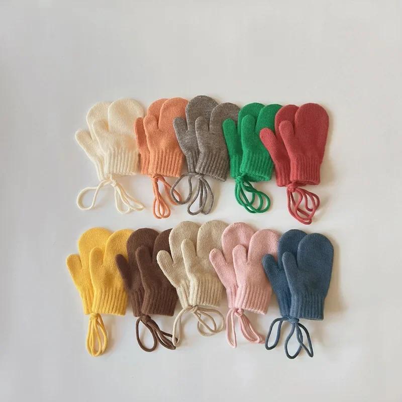 Korean Style Kids Mittens 1-4 Years Boys and Girls Winter Handing Neck Gloves Baby Wholesale Winter Accessories for Children