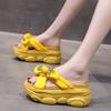 Damskie Nowe Letnie Nowy Kolor Kokardka Gruba Podeszwa Muffin Spadek Spadek Krzyżowe Klapki Buty Damskie
