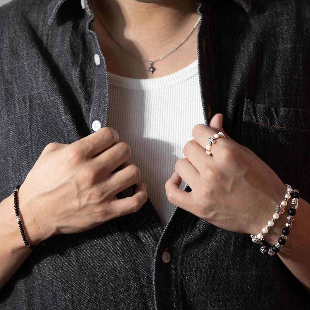 Darklight Slim Black Stone Bracelet