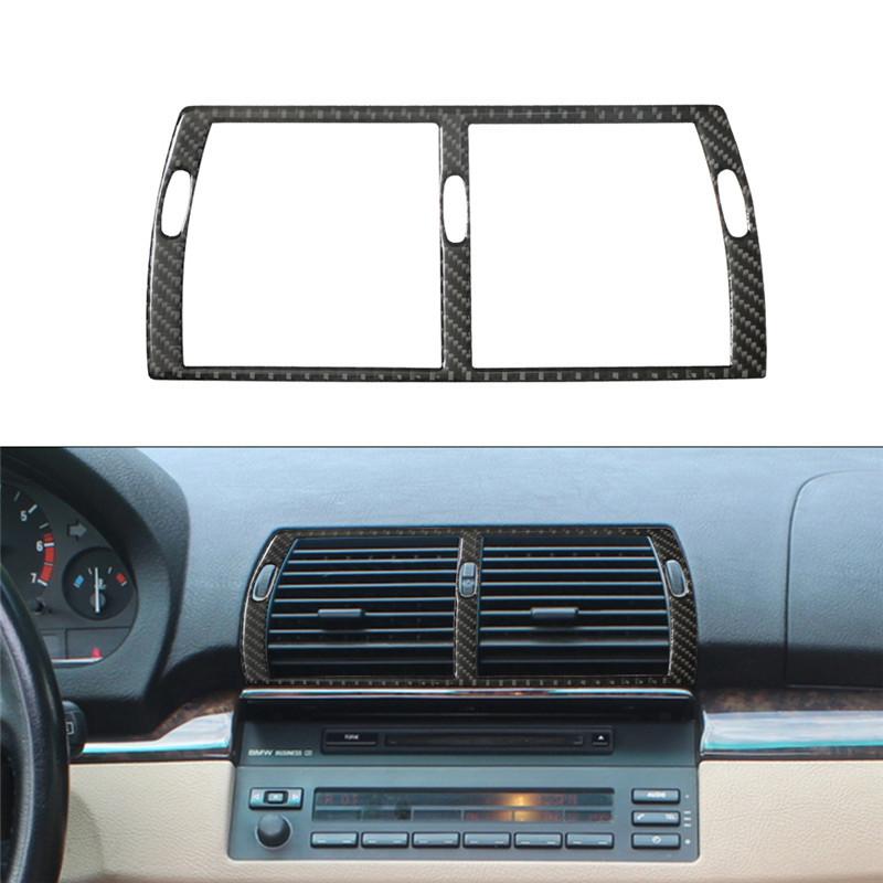 Carbon Fiber Car Center Console Air Conditioning CD Gear Control Panel Trim Cover Sticker For BMW X5 2000-2006 Car Accessories
