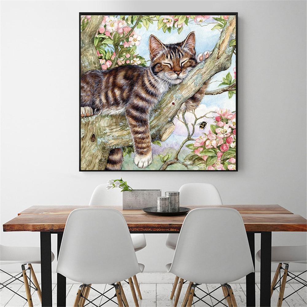 Pittura diamante 5D Mosaico Gatto Pieno quadrato Trapano Animale Diamante Ricamo