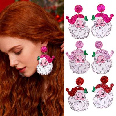 Santa Dangle Earrings Funny Christmas Earrings Glitter Santa Claus Charm Earrings Holiday Gift for Ladies Girls Xmas Party Accessories