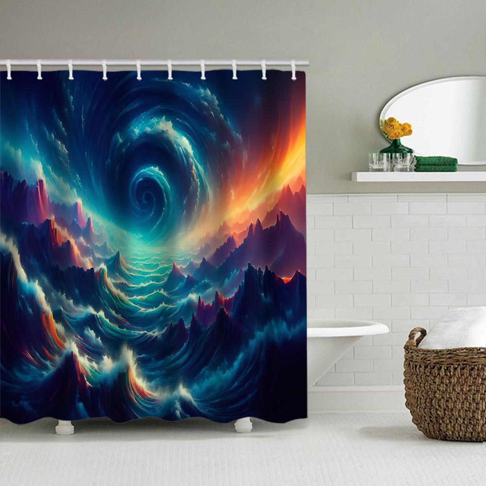 1/4 Marble Veining Shower Curtains, Toilet Seat Decoration, Shower Curtain With Carpet And Toilet Lid, 70.8X70.8 Inch