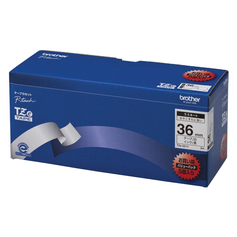 

Стрічка для ламінування Peatouch ширина 36 мм [оригінал Brother] TZe-261V (чорні літери/білі) білий