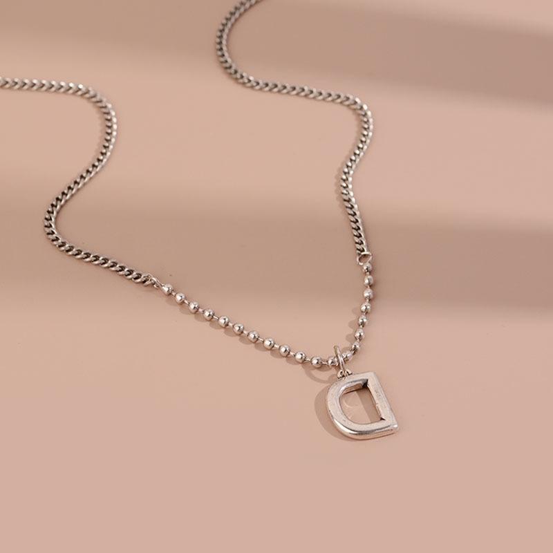 D Letter Hip Hop Necklace Women S Versatile Light Luxury Sweater Chain Simple Accessories