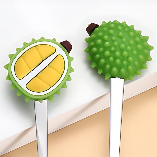 Stainless Steel Spoon, with Strawberries Durians Watermelons Avocados Decor, Durable Rust-Resistant Dessert Spoon, for Coffee Tea Stirring And Eating