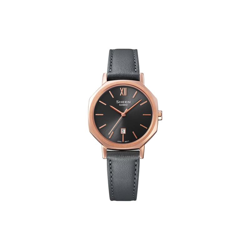 

Casio 50 meters waterproof, quartz movement, leather strap, Japanese and Korean watch, women s watch, black dial SHE-4554PGL-8A чёрный