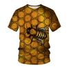Summer Short Sleeved T-shirt with Bee Pattern 3D Digital Printing Round Neck Loose Men's T-shirt
