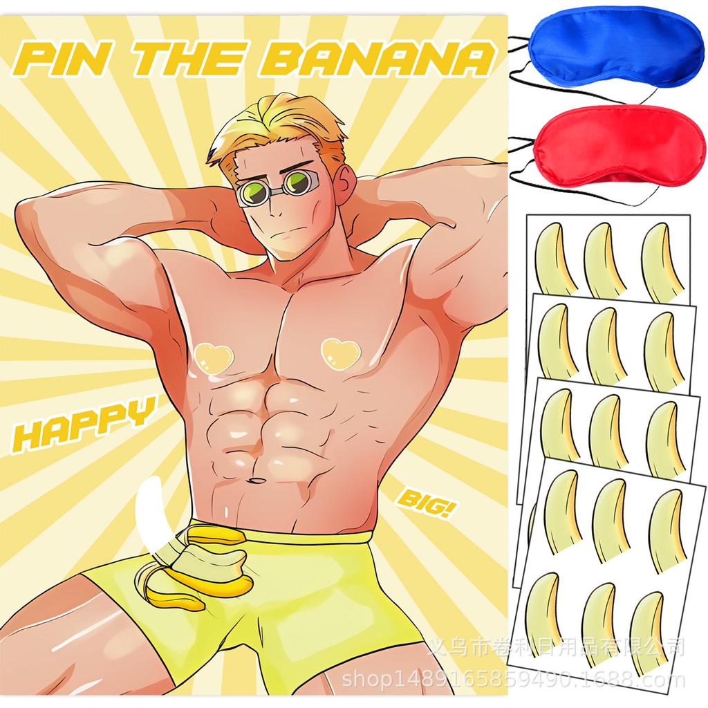 Dinosaur Unicorn Muscle Male Theme Party Supplies Blindfolded Game Poster Fun Game Poster