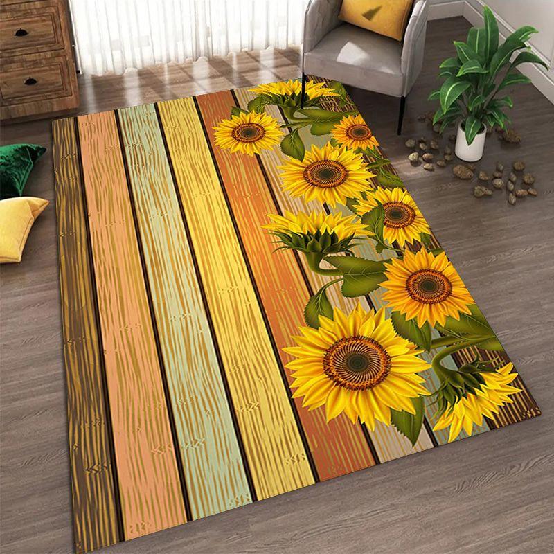 Sunflower Pattern Living Room Carpet Dirt Resistant and Easy To Maintain Foot Mat Bedroom Large-sized Floor Mat