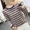 2024 Spring/Autumn Women's Striped Long Sleeve Loose Fit Korean Style Top