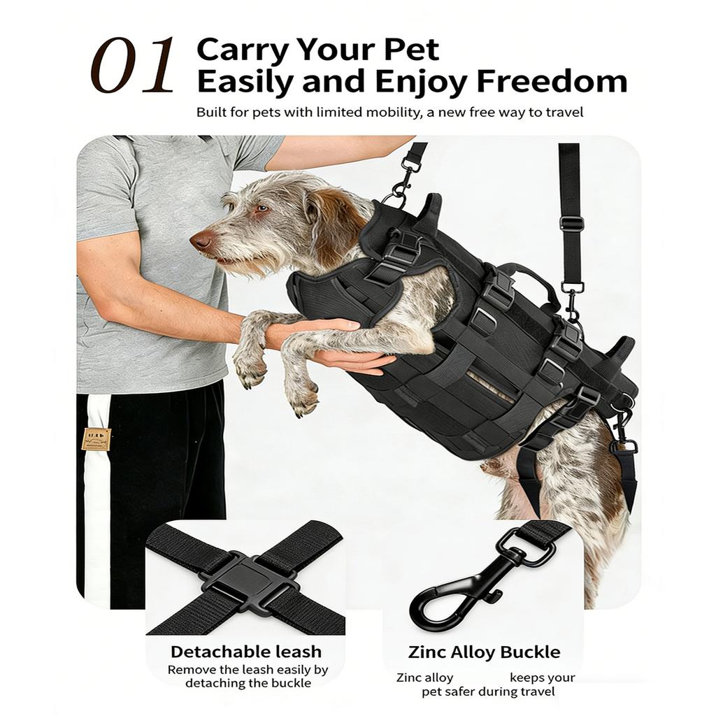 Dog Walking Aid For Elderly animals Including 8 Simple Open Clasps And thin Textile