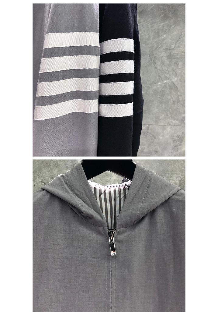 TIME BREATHE Men's Korean Style Hooded Jacket - Spring/Autumn Trendy Four-Bar Outdoor Top