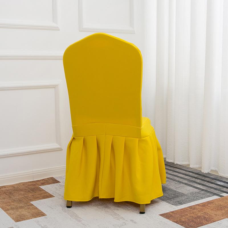 Solid Color Thick and Highly Elastic Stretch Chair Cover Wedding Pleated Skirt Style Chair Covers Suitable for Hotel Party and Banquet Decoration