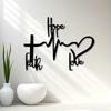 Metal Wall Cross Decor with Hope Faith Love Inspirational Scripture Heartbeat Christian Home Gift