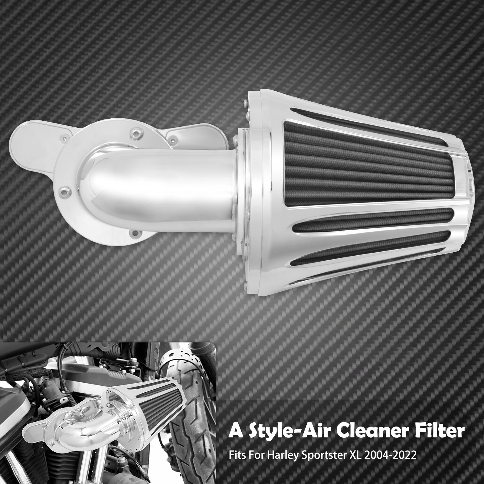 

Motorcycle Chrome Air Cleaner Filter System Intake Kit For Harley Sportster XL 883 1200 48 72 Roadster Custom Super Low Iron Air Cleaner Filter