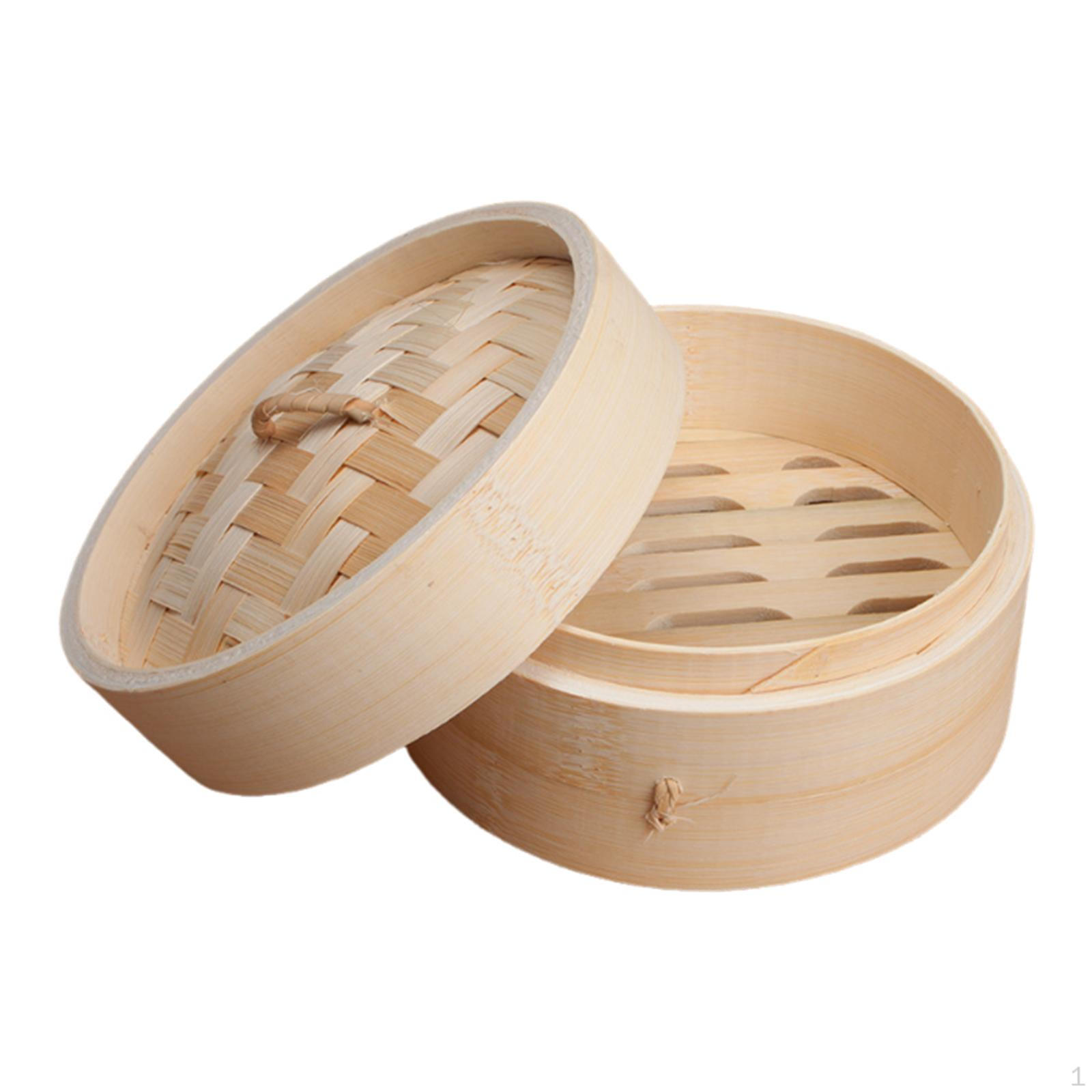 

Bamboo Dumpling Steamer, Handmade, Round, Multi-purpose, with Lid for Cooking Seafood, Vegetables, 24cm