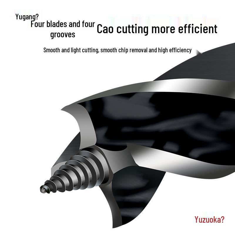 High Hardness Electric Wrench Drill Bit for Woodworking - Four-Flute, Four-Edge Wood Board Hole Enlarger