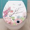 Blumengrasvogel-Toilettenaufkleber, selbstklebend, Gemälde, abnehmbar, Badezimmeraufkleber, dekorative Raumdekoration, Fensteraufkleber