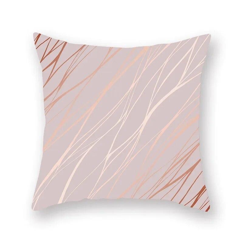 Rose Gold Abstract Printing Throw Pillow Cover Living Room Sofa Office Car Seat Lumbar Cushion   Home Decoration