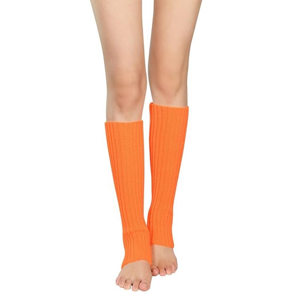 

Женские зимние теплые носки Неоновые вязаные гетры Ребристые яркие цветные носки без стопы Гетры разноцветные Один размер 1pcs оранжевый