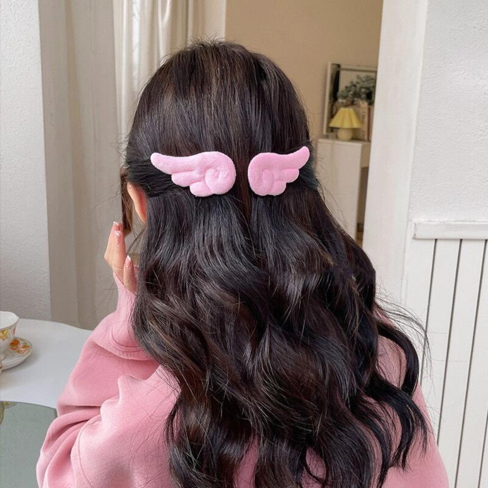 2Pcs 7cm Angel Wings Super Cute Angel Wing Plush Hairpin Girl Hair Clip Accessories Barrettes Hairgrip Headdress Headwear