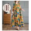 2025 New Retro Printed Loose Belly Shading Mulle Lace Long Sleeve Big Swing Long Dresses