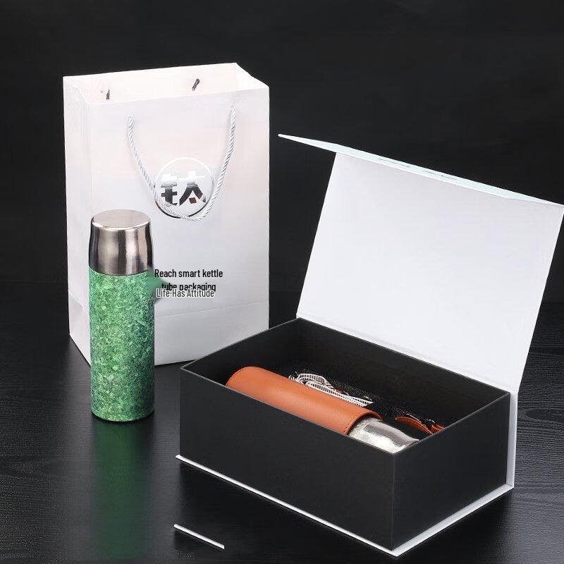 OEING Titanium Insulated Bottle with Leather Case