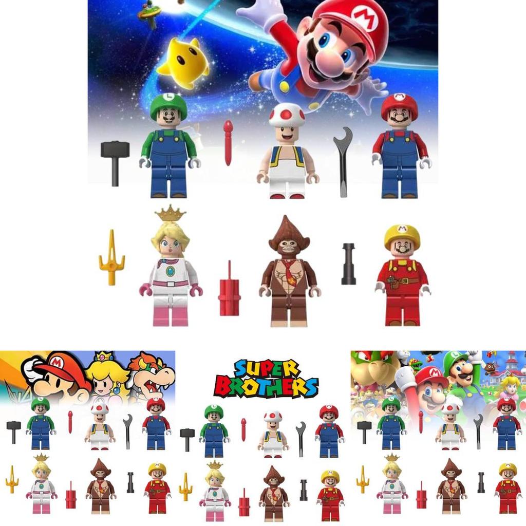Colorful Mario Brothers Action Figures Abs Plastic Building Blocks Set