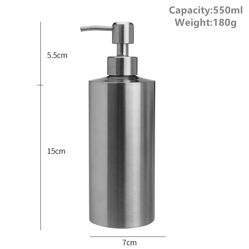 304 Stainless Steel Liquid Soap & Lotion Dispenser Pump -250/350/550ml for Kitchen/Bathroom/Office(Durable, Corrosion-Resistant)