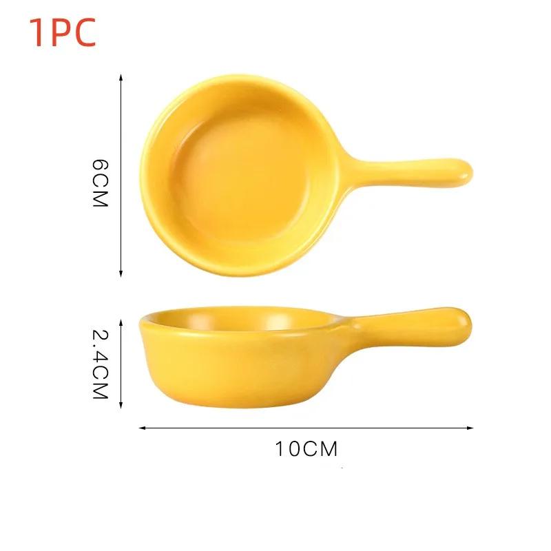 Mini Dipping Saucer with Handle Household Ceramic Sauce Dish Japanese Salad Seasoning Serving Tool Kitchen Chopstick Holders