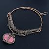 Thulite 999 Copper Wire Wrapped Necklace with Adjustable Chain, Handmade Gemstone Jewelry Necklace For Memorial Day