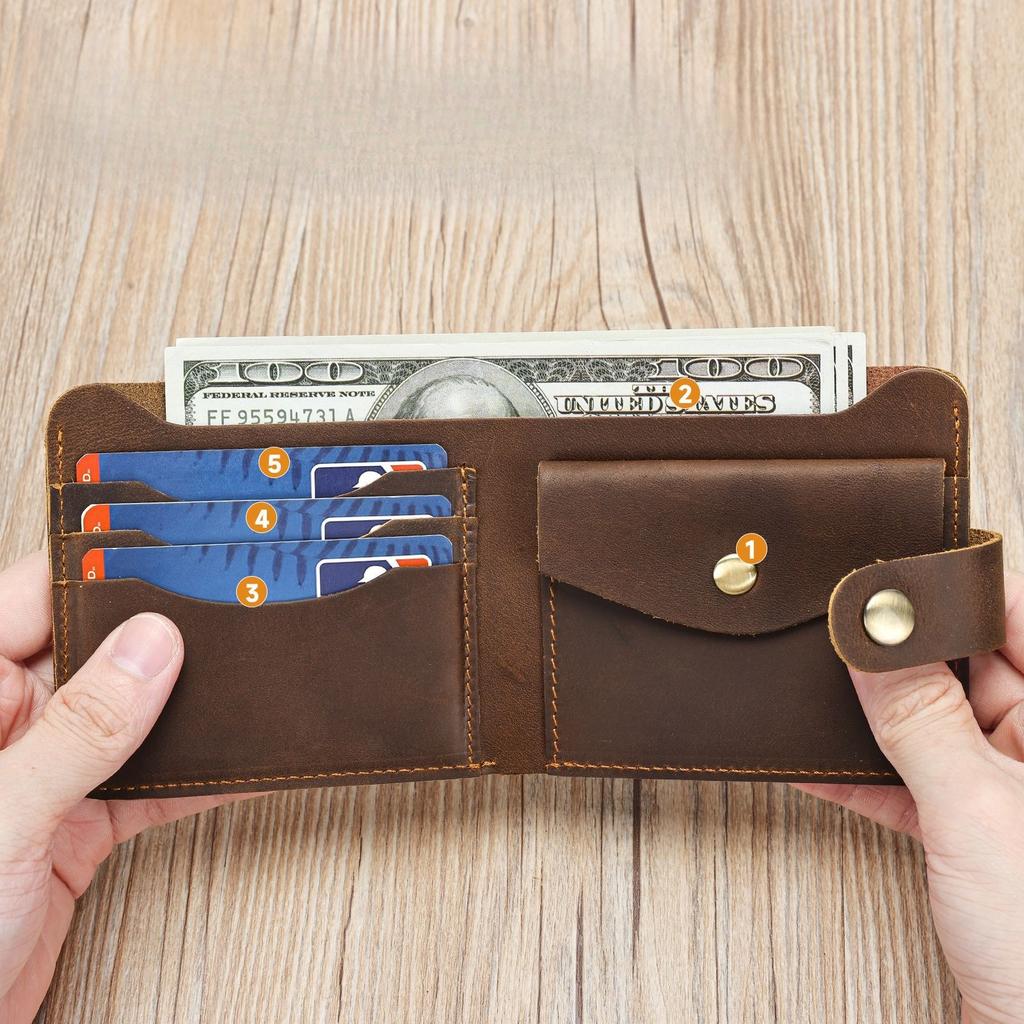 Multifunktionale Geldbörse aus echtem Leder, Geldbörse mit mehreren Fächern, Kartenetui, Tasche mit hochwertiger Haptik, Geldbörsentasche