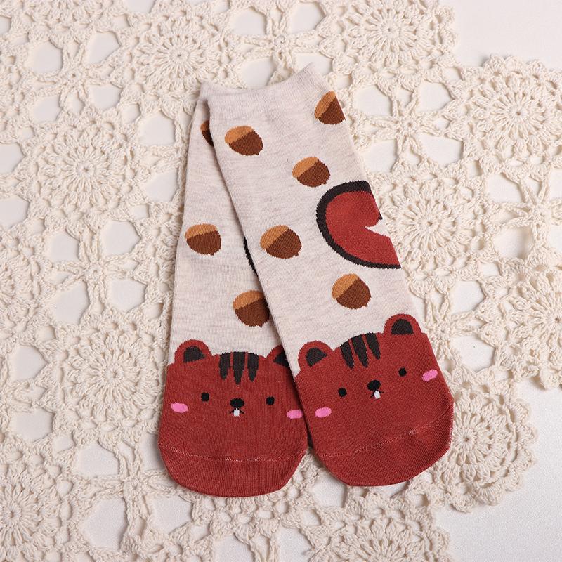 

Весна Осень Женские Милые Носки с Мультяшными Животными Каваи Лиса Собака Белка Енот Отпечаток Лапы Смешные Женские Повседневные Носки Средней Длины Size Suit For 35-39