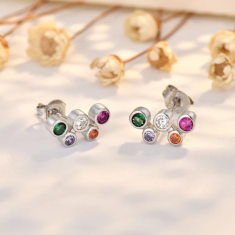 925 Sterling Silver Jewelry Uxury Colorful Crystal Butterfly Stud Earrings for Women Wedding Party Jewelry for Girls Friend Gift