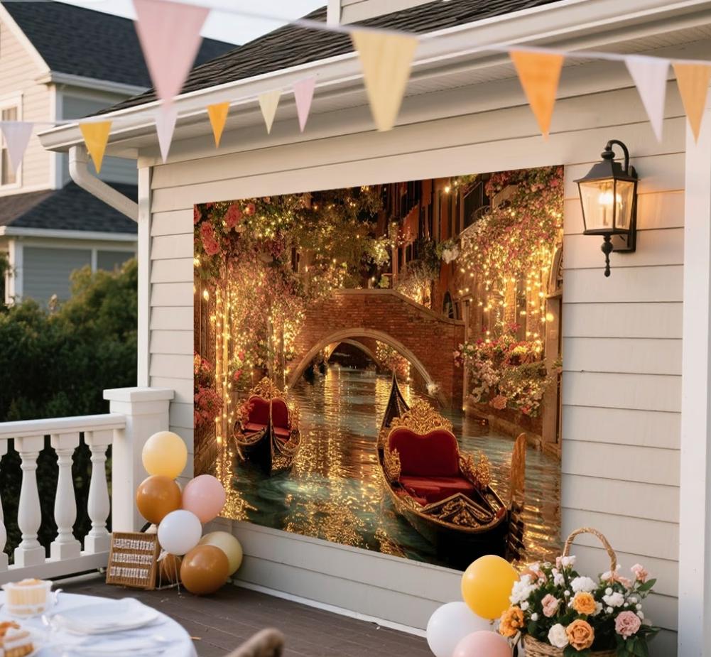 Italian Water City Photography Background Charming Venice Canal Floating Boat Banner Birthday Party Gift Backdrop Photo Studio2158