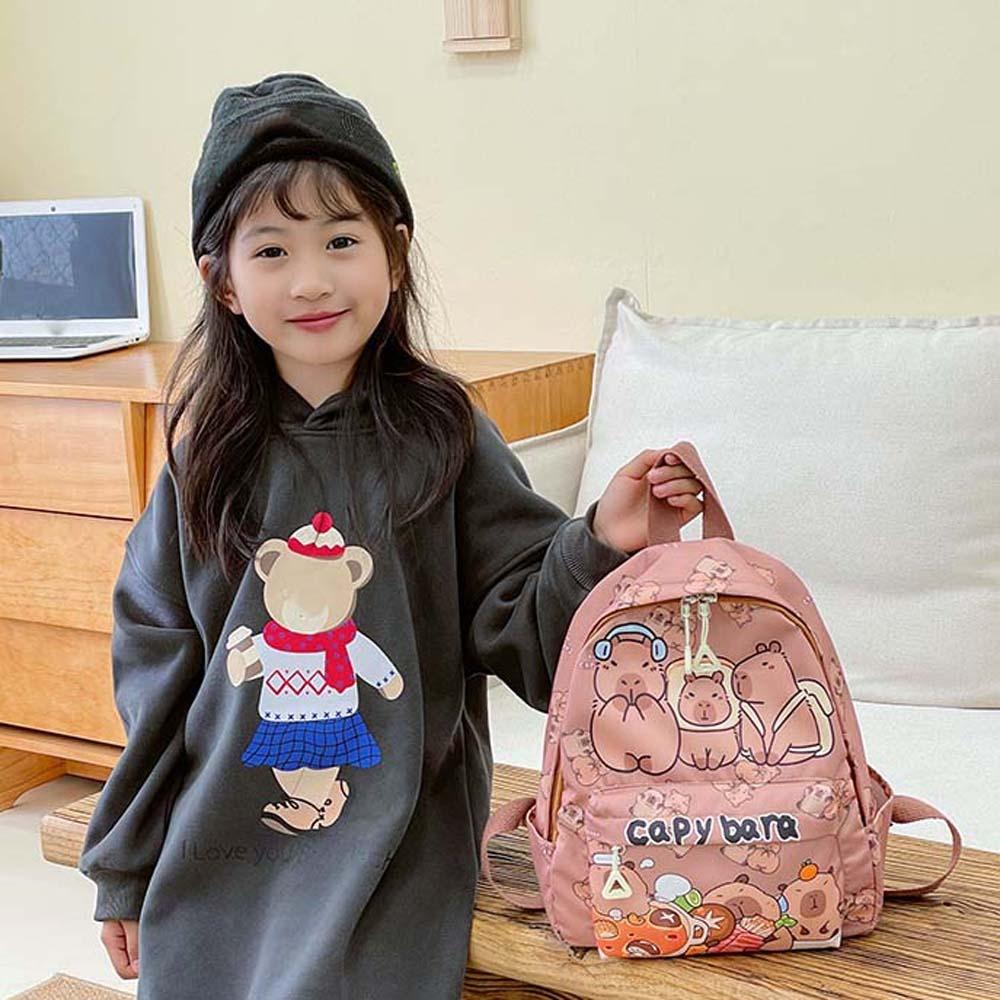 Thickened Capybara Backpack Nylon Large Capacity School Bag Cute Cartoon Animal Daypack Students