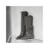 Vintage Flat Boots Women's Frosted Wide Tube Folded Pile Boots Skinny Versatile Knight Boots