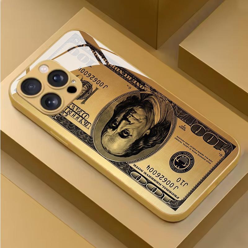 Wealth USD banknotes Tempered Glass Phone Case For iPhone 18 17 Pro Max 13 12 11 Pro 16 15 14 Plus 16E 17Air Protection Cover