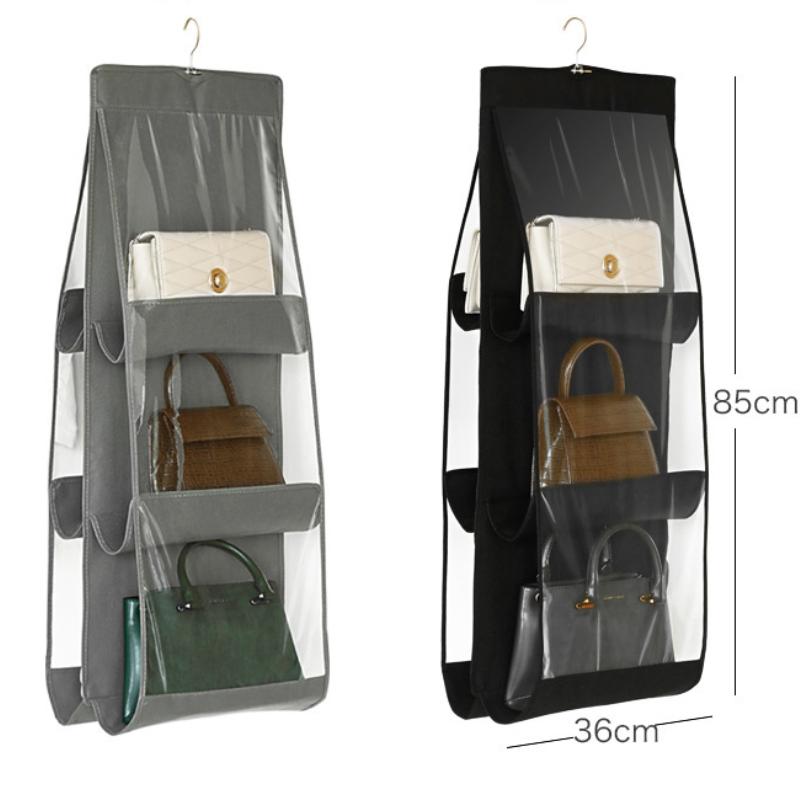 Geanta de mana agatata cu 6 buzunare Geanta de depozitare transparenta Organizator de casa transparenta pentru dulap dulap Geanta de pantofi diverse cu husa cu cuier