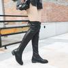 Fashion 2025 Long Leather Boots Women's Over-the-knee Skinny Boots  Autumn and Winter New Long-tube High-heeled Stretch Boots