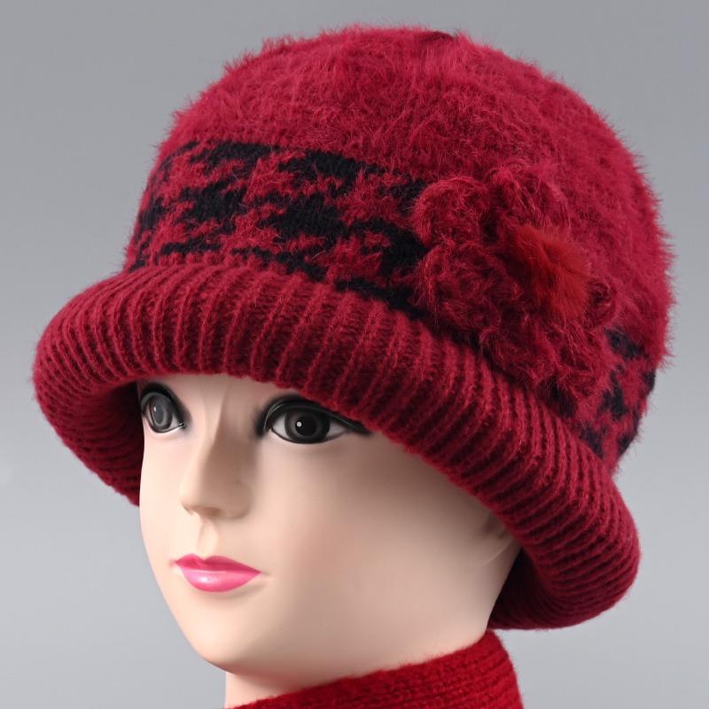 Hat rabbit fur ear protection warm autumn and winter knitted hat windproof velvet women's cold-proof wool hat