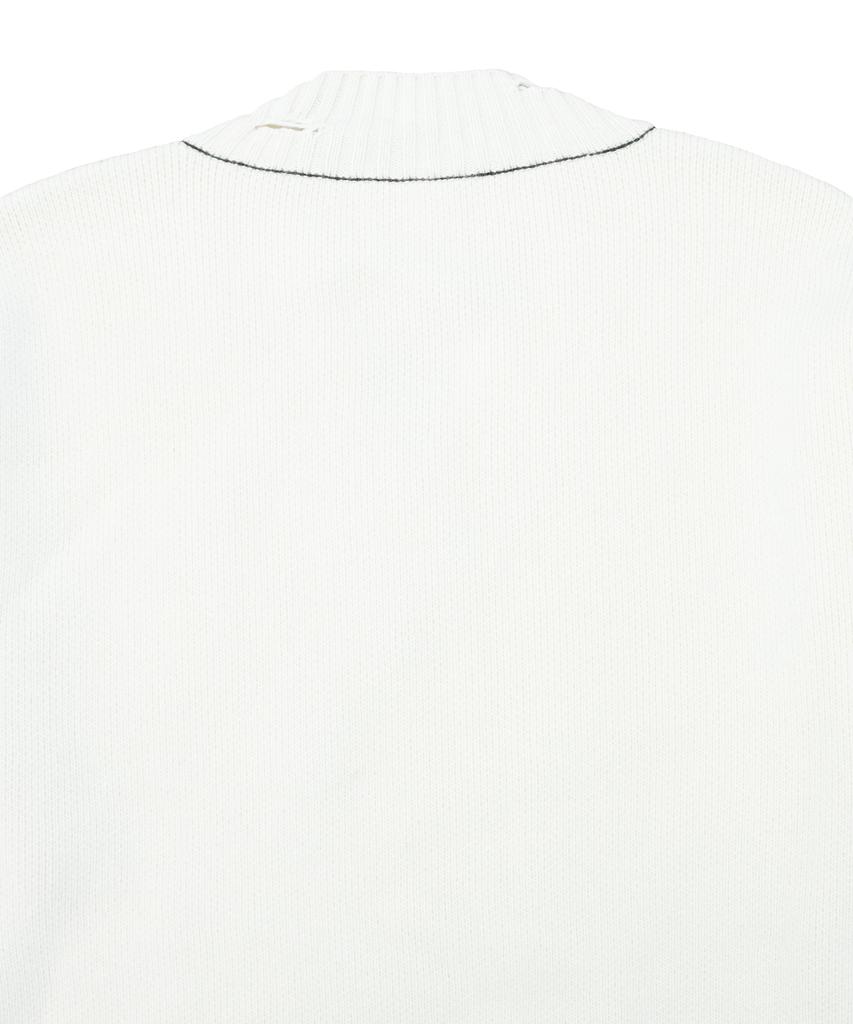 Opeunyadeu(Owai) Oversized Distressed Logo V-Neck Knit - Ivory