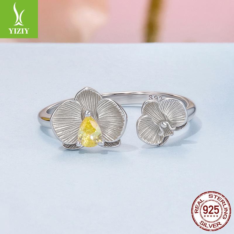 S925 Sterling Silver Phalaenopsis Open Ring Fashionable Exquisite Versatile Small Exquisite Ring